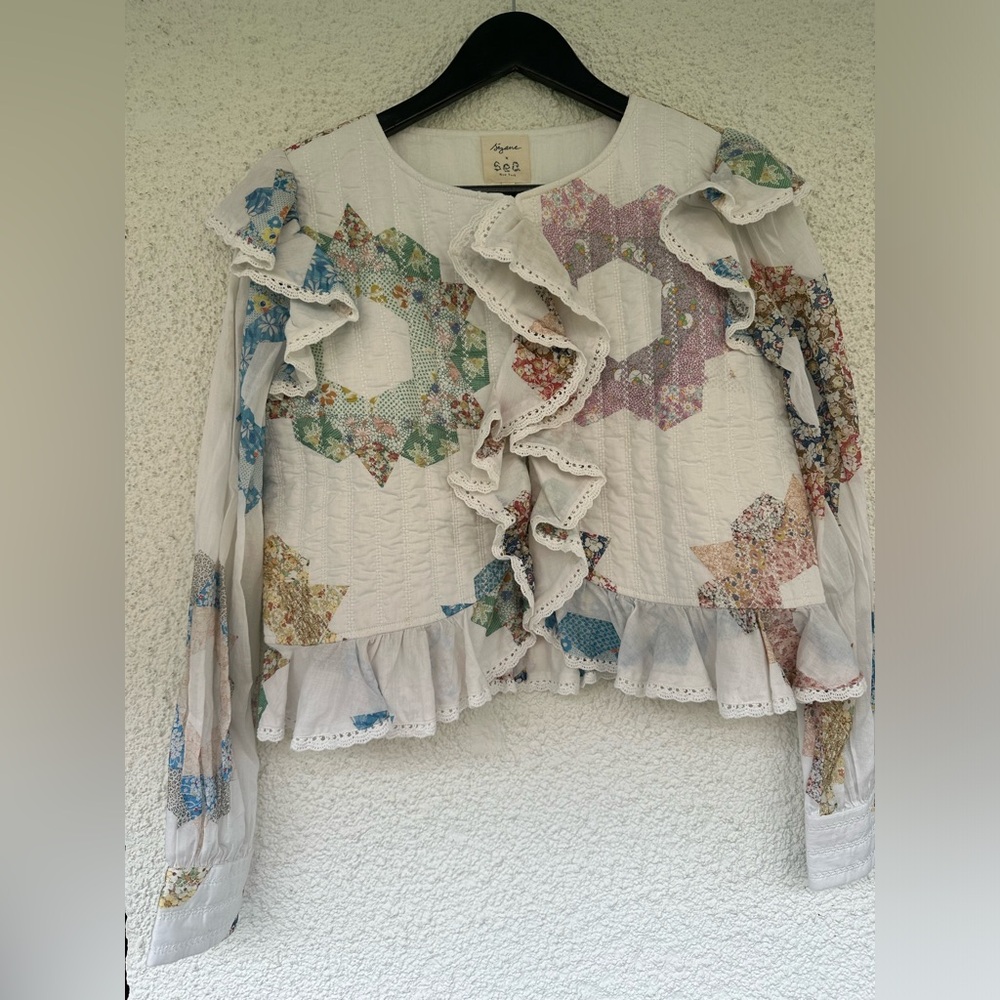 Sézane Axel blouse jacket X SEA NY Patchwork - Picture 5 of 7